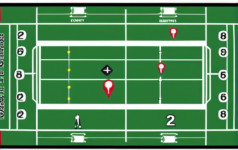 **Image**: Badminton court diagram illustrating the serving rules. Focus on the court layout with clear markings for right and left service boxes, highlighting the correct serving position based on even/odd scores. Add badminton rackets and shuttlecocks for visual appeal.