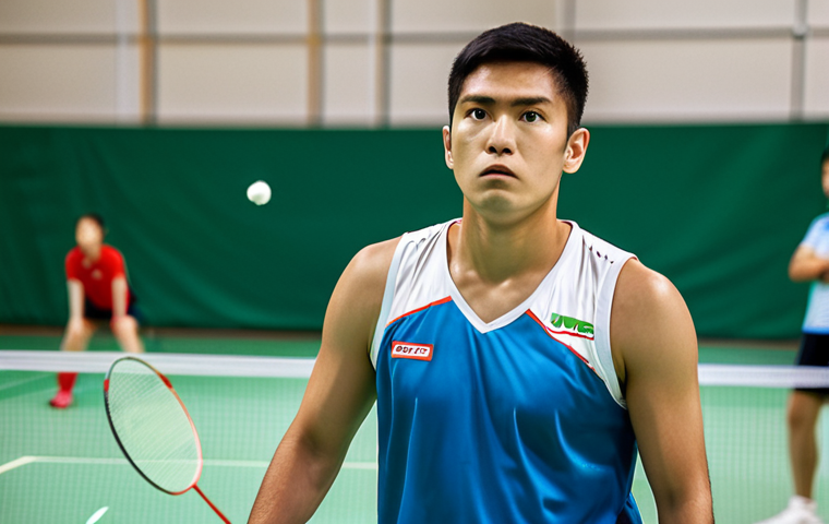 Focused Badminton Player**

A determined badminton player in a fully clothed athletic outfit, concentrating intently between points, breathing deeply, modest attire, safe for work, appropriate content, perfect anatomy, natural proportions, well-formed hands, professional photography, high quality. Background: A slightly blurred badminton court with other players in the distance. Professional, family-friendly.

**