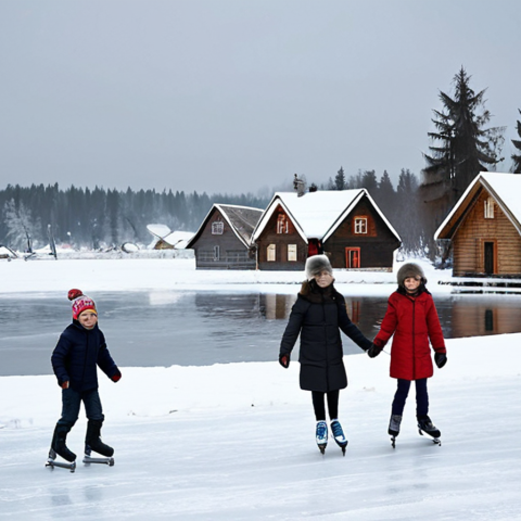 배드민턴 셔틀콕의 수명 연장 방법 - Winter Scene**

"A cozy scene of a family ice skating on a frozen lake near a small Russian village,...