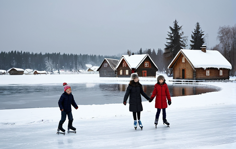 배드민턴 셔틀콕의 수명 연장 방법 - Winter Scene**

"A cozy scene of a family ice skating on a frozen lake near a small Russian village,...