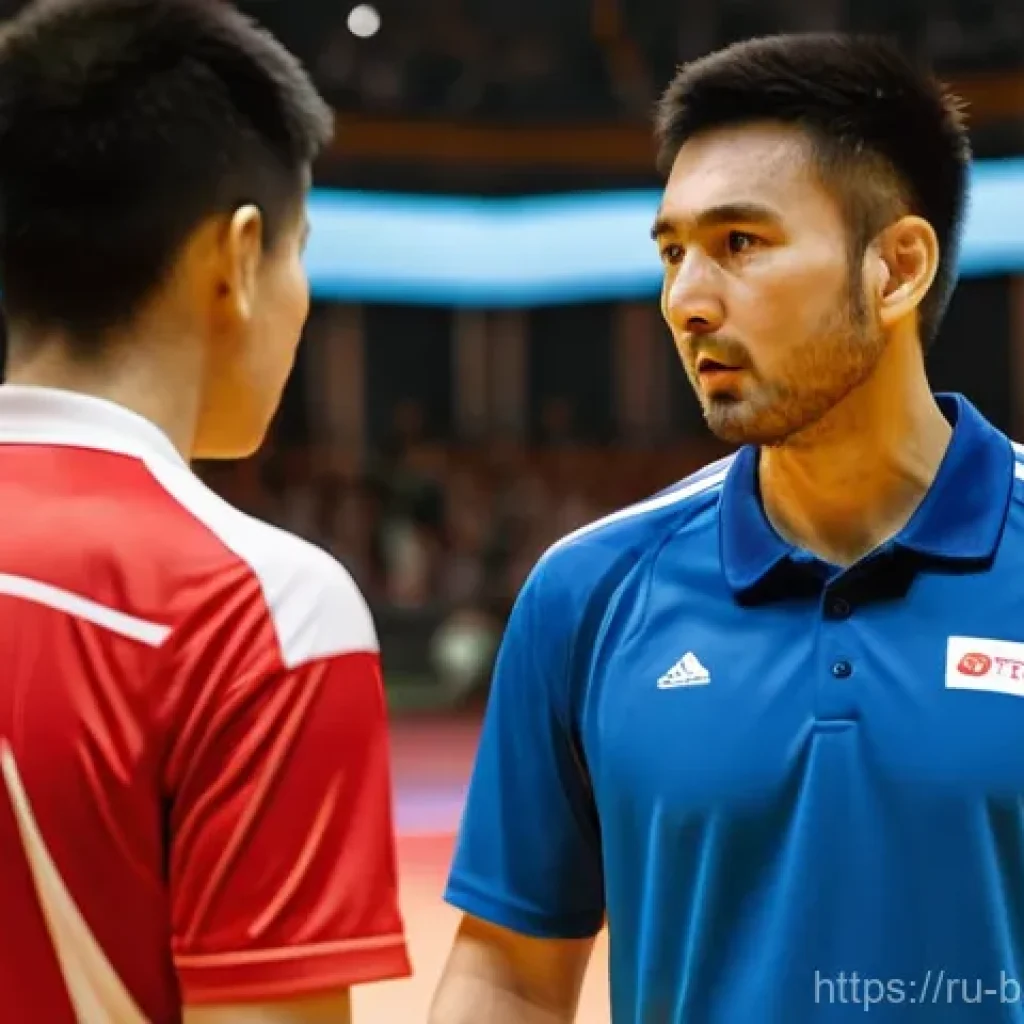 배드민턴 시합 예절과 규범 - **Image Prompt: Gesture of Fair Play and Respect**
    A highly detailed, realistic image of two adu...