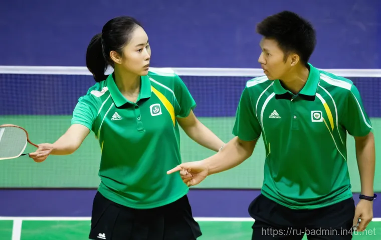 배드민턴 시합 예절과 규범 - **Image Prompt: Gesture of Fair Play and Respect**
    A highly detailed, realistic image of two adu...
