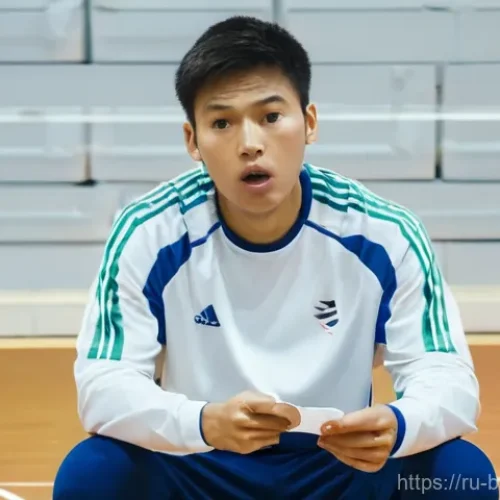 배드민턴 대회 참가비용 예산 - **Prompt:** A young male badminton player, around 20-25 years old, sits on a bench in a brightly lit...