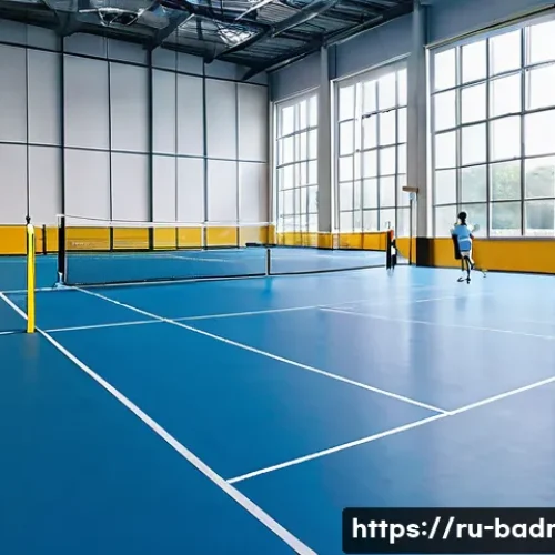 실내 배드민턴 코트 찾는 방법 - A modern indoor badminton court located in a metropolitan sports complex, featuring professional vin...